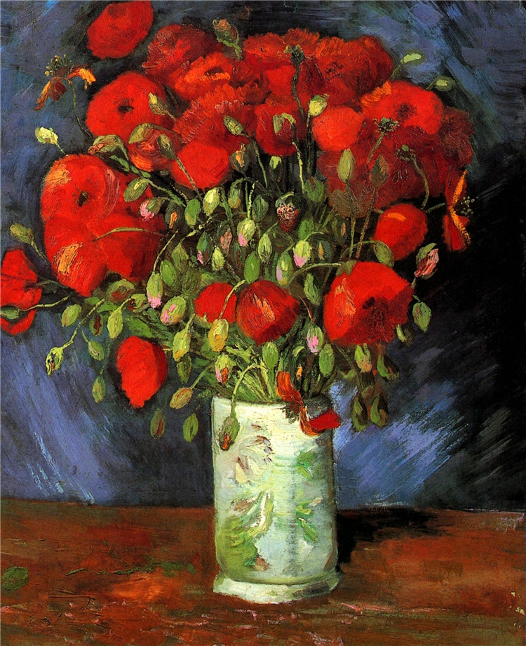 Vase With Red Poppies Van Gogh Oil Painting